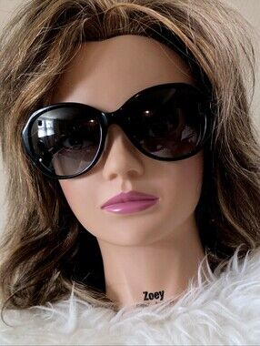 COACH Cameron Black Rhinestone Crystal Charm Sunglasses + Hard Case